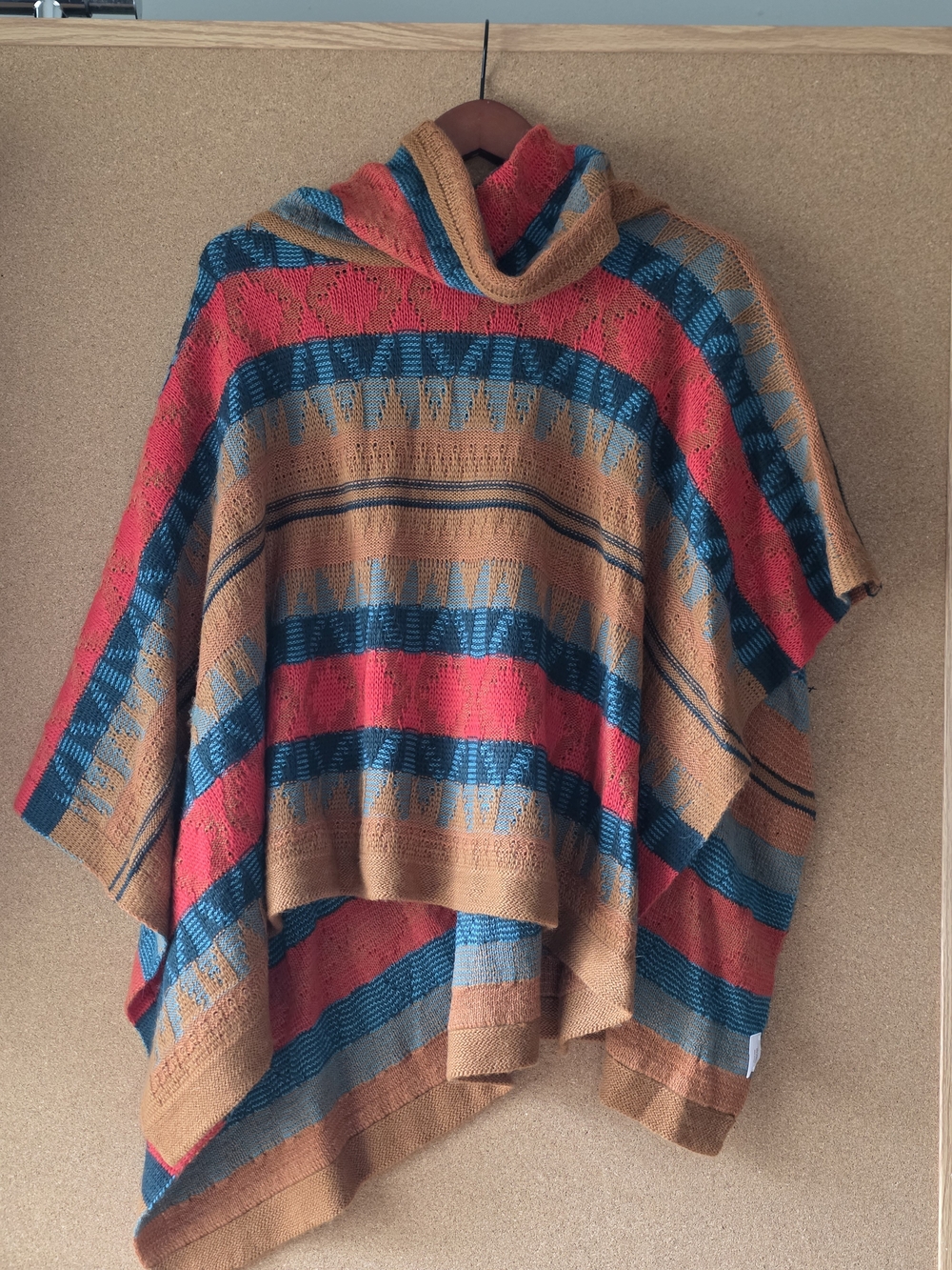 tyler böe Alpaca Wool Blend Knit Poncho M/L Multicolor Geometric Pattern - Picture 2 of 8